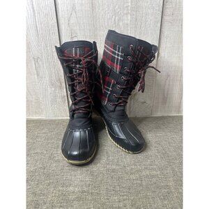 Maurices Whitney 15600 Womens Black Red Plaid Snow Boots Size 6M